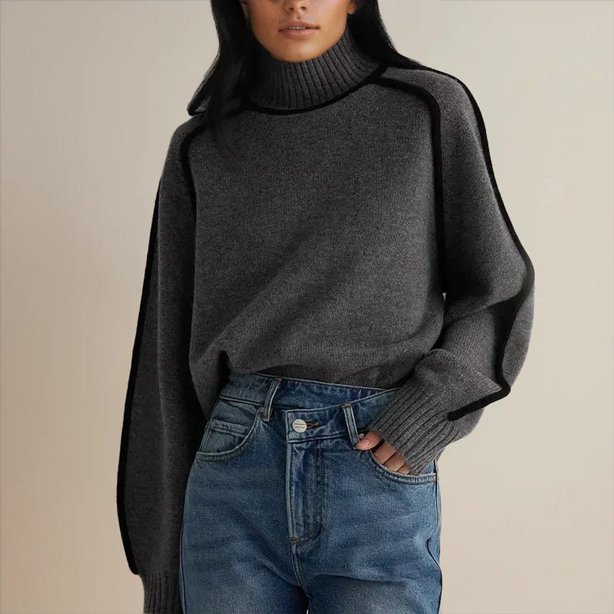 Relaxed Colour-Block Raglan Knit Jumper