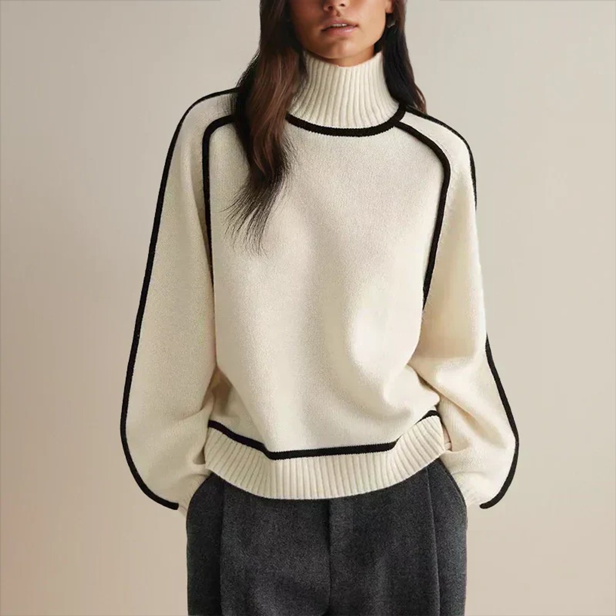 Relaxed Colour-Block Raglan Knit Jumper