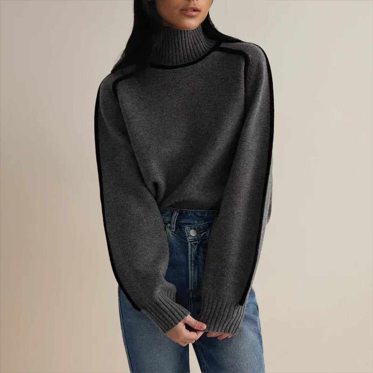Relaxed Colour-Block Raglan Knit Jumper