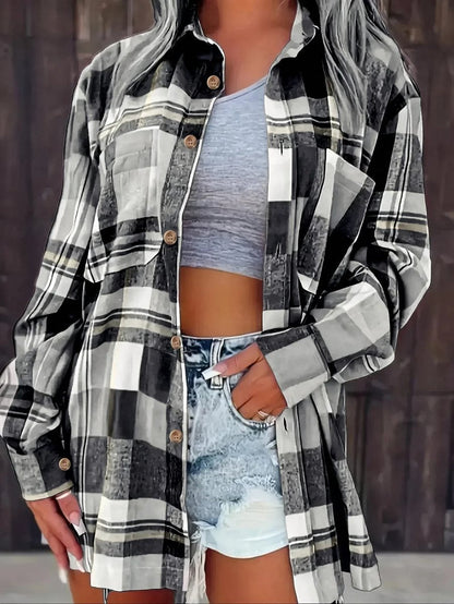 Women's Relaxed Plaid Flannel Overshirt
