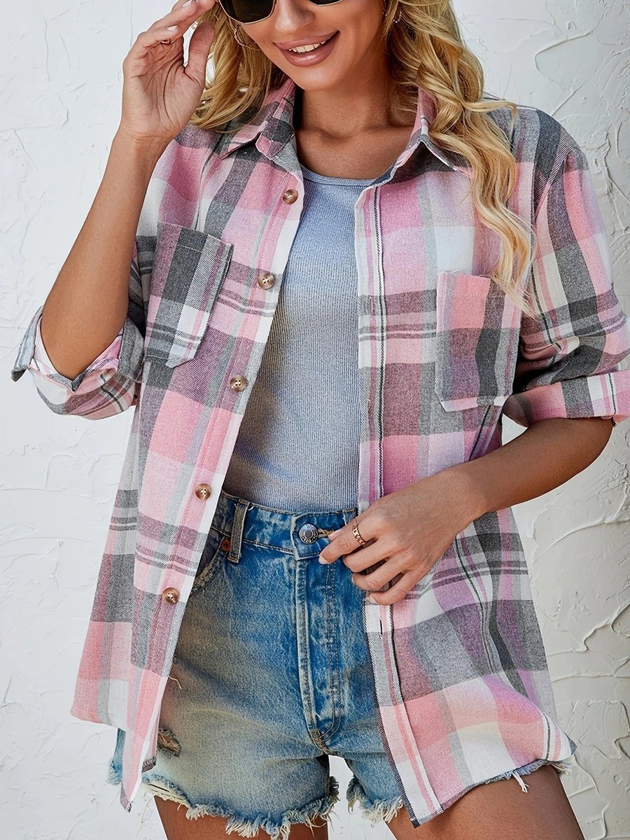 Women's Relaxed Plaid Flannel Overshirt