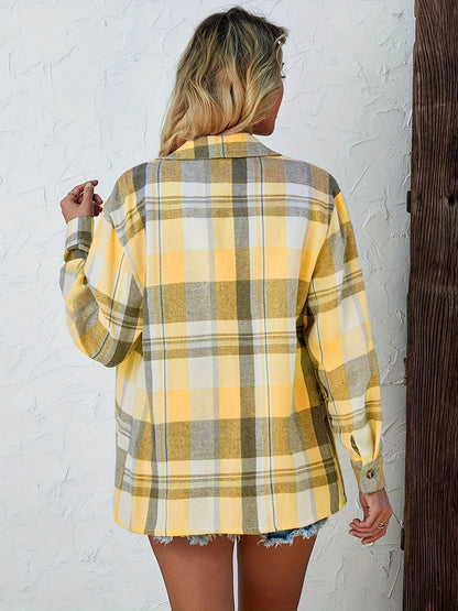 Slouchy Plaid Button-Up Flannel Shirt