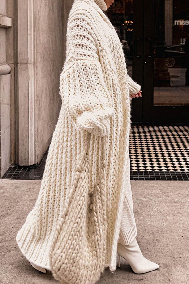 Women's Chunky Knit Open-Front Maxi Cardigan