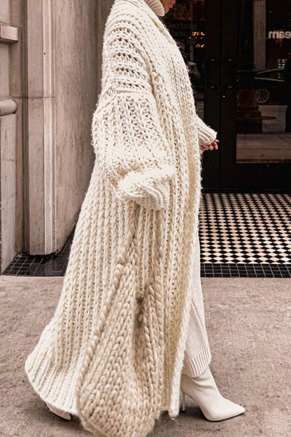 Women's Chunky Knit Open-Front Maxi Cardigan
