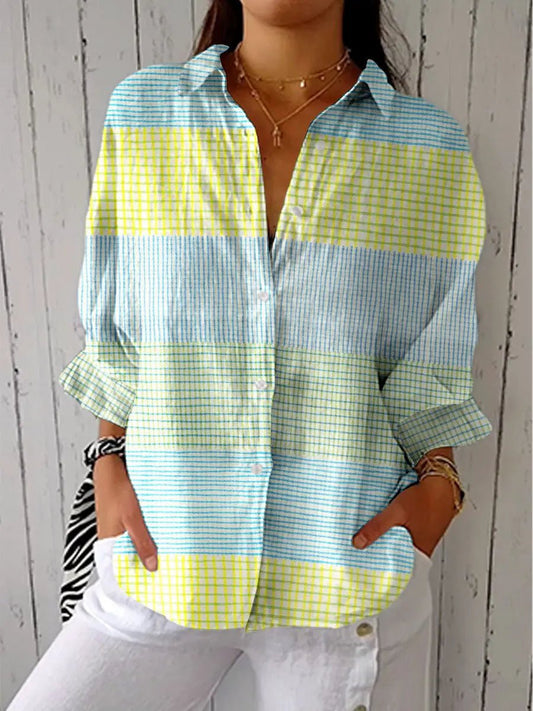 Pastel Plaid Relaxed Button-Up Shirt