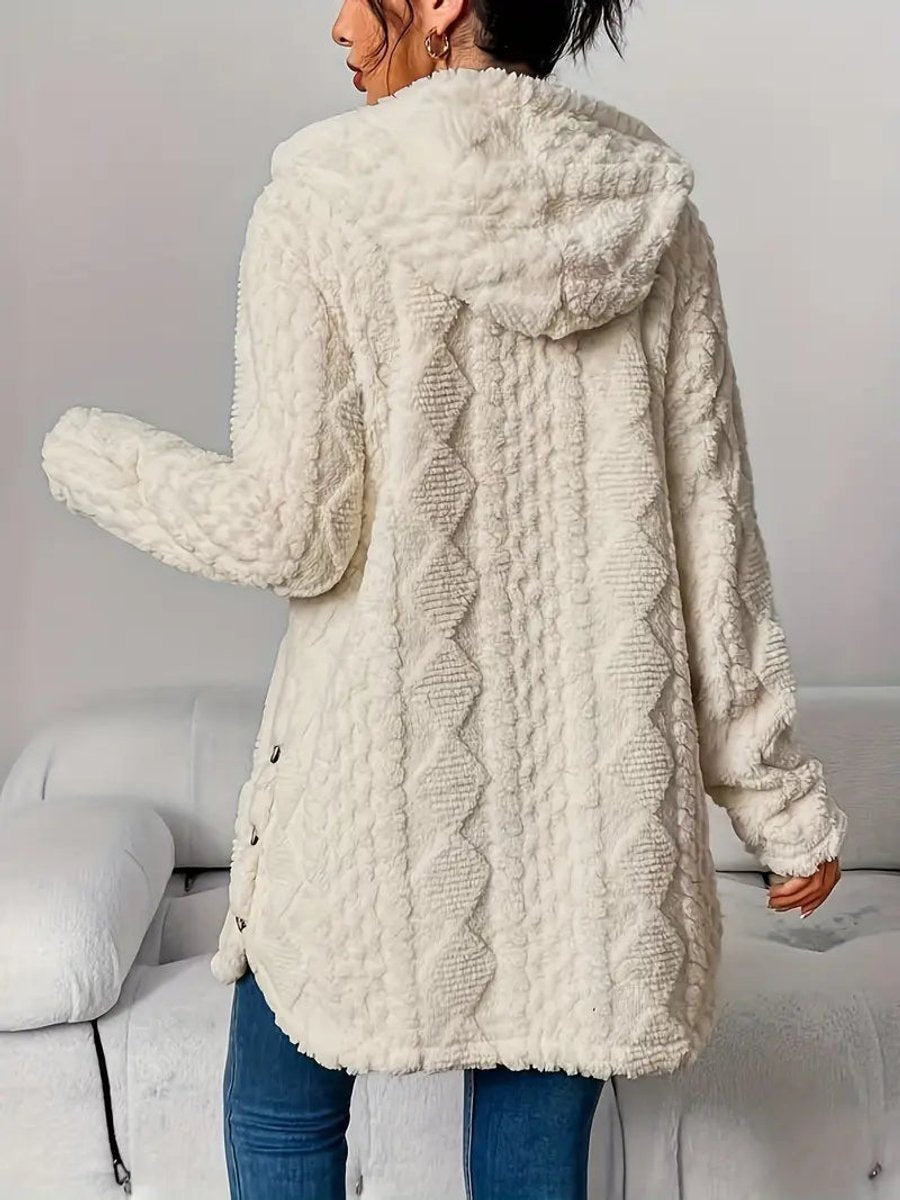 Women's Cable Textured Hooded Duster Cardigan
