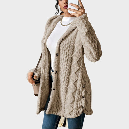 Women's Cable Textured Hooded Duster Cardigan