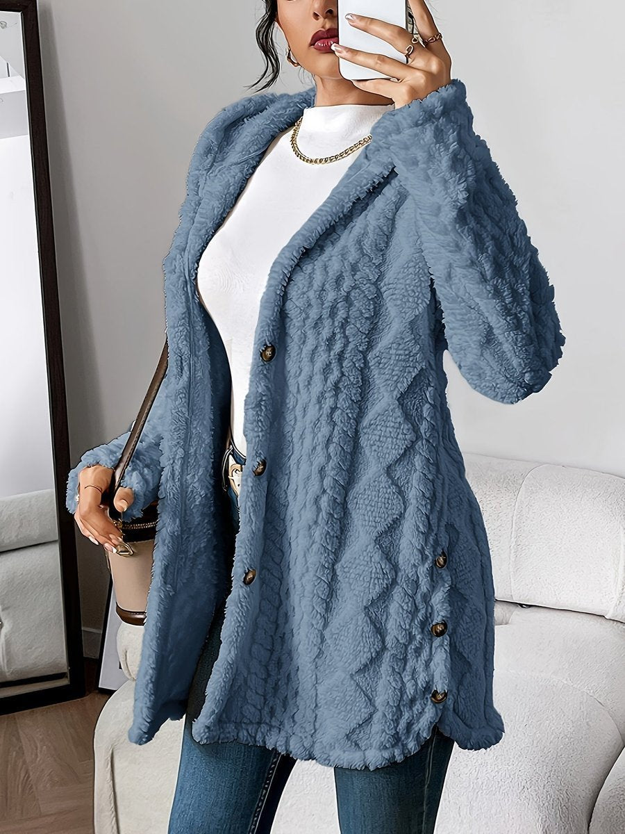 Women's Cable Textured Hooded Duster Cardigan