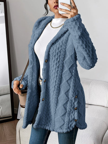 Women's Cable Textured Hooded Duster Cardigan