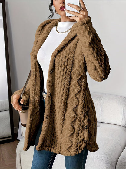 Women's Cable Textured Hooded Duster Cardigan