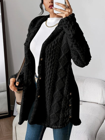 Women's Cable Textured Hooded Duster Cardigan