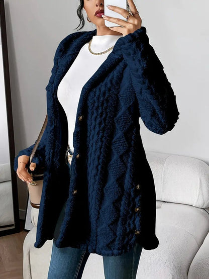 Women's Cable Textured Hooded Duster Cardigan