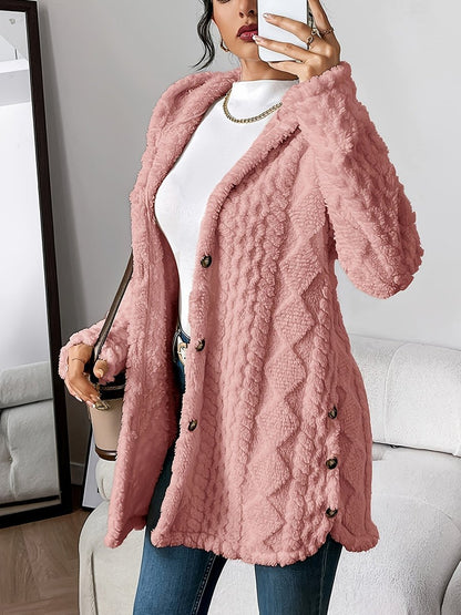 Women's Cable Textured Hooded Duster Cardigan