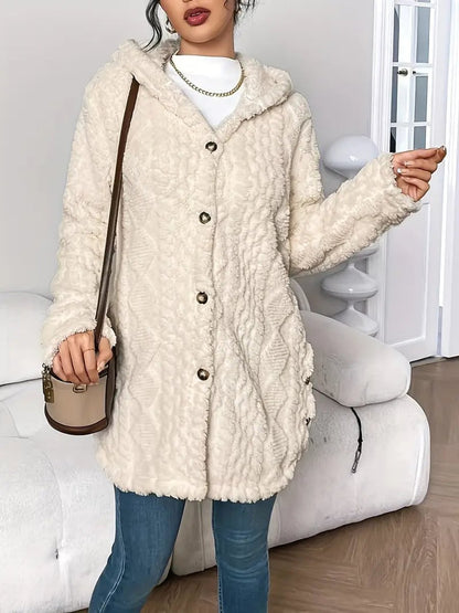 Women's Cable Textured Hooded Duster Cardigan