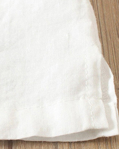Button-Front Relaxed Linen Blend Tunic