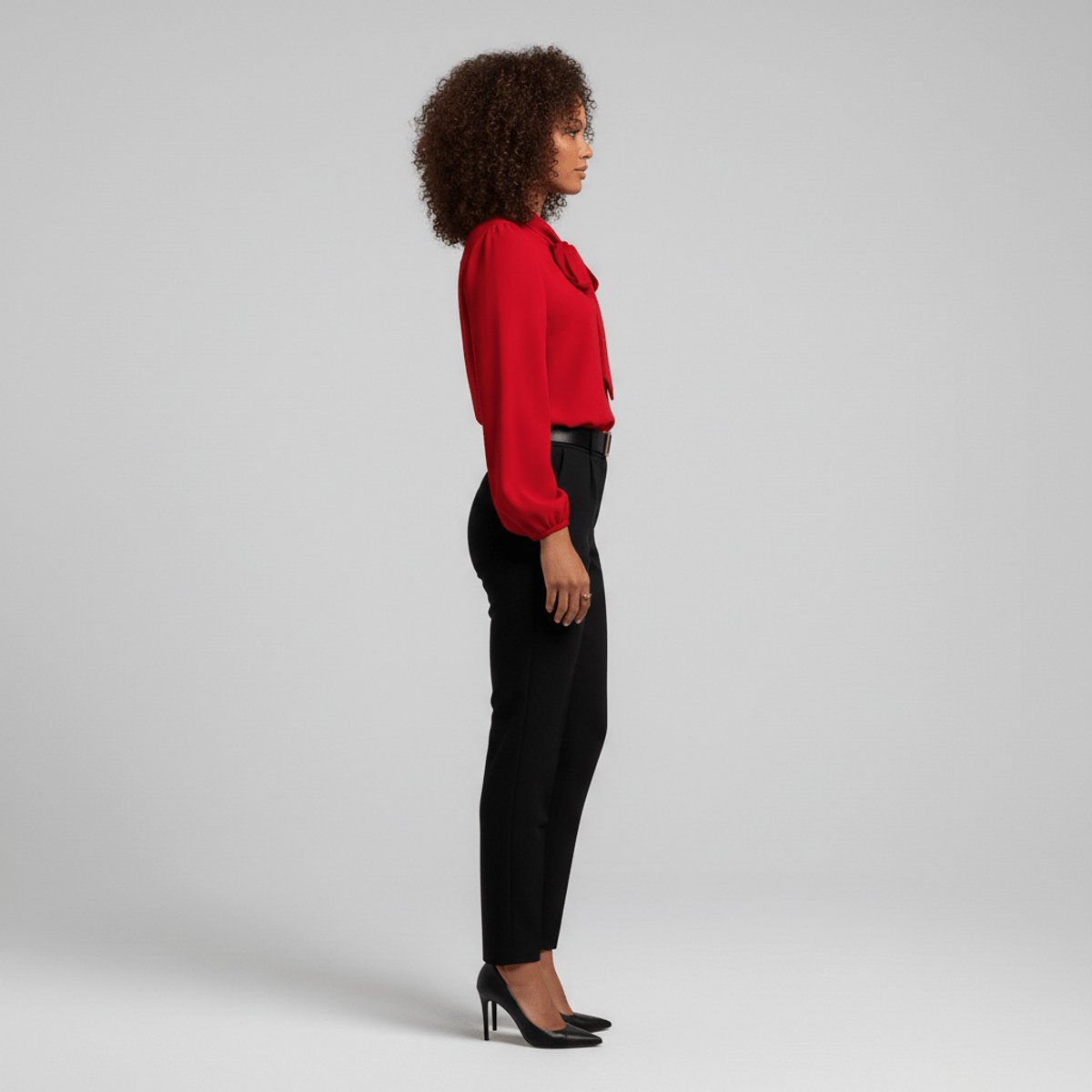 Neck-Tie Long Sleeve Chiffon Blouse