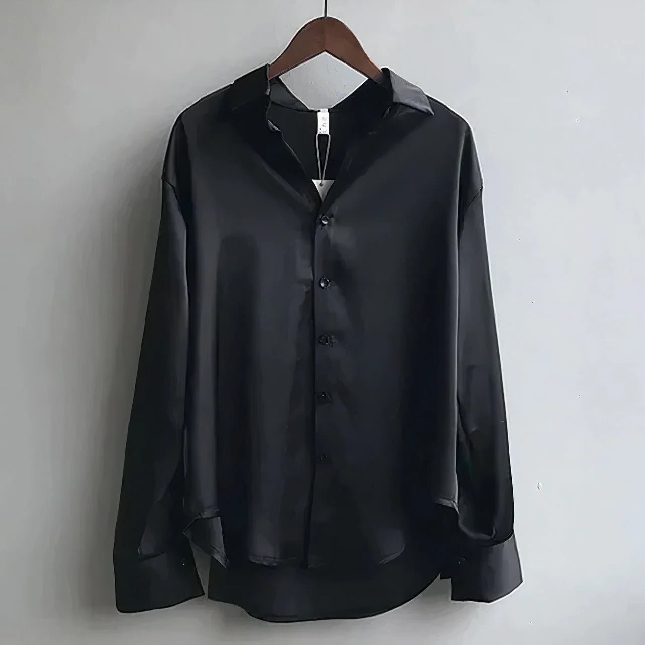 Long Sleeve Button-Through Satin Blouse