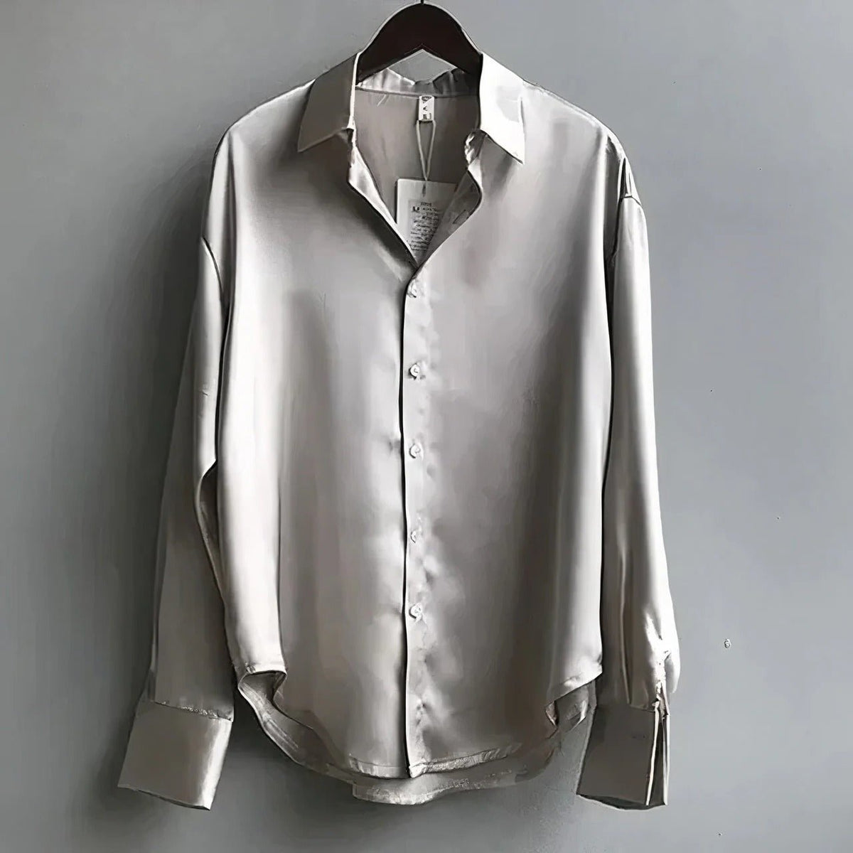 Long Sleeve Button-Through Satin Blouse