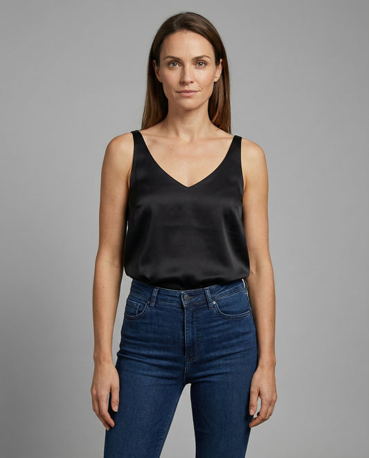 Wide Strap Satin V-Neck Camisole