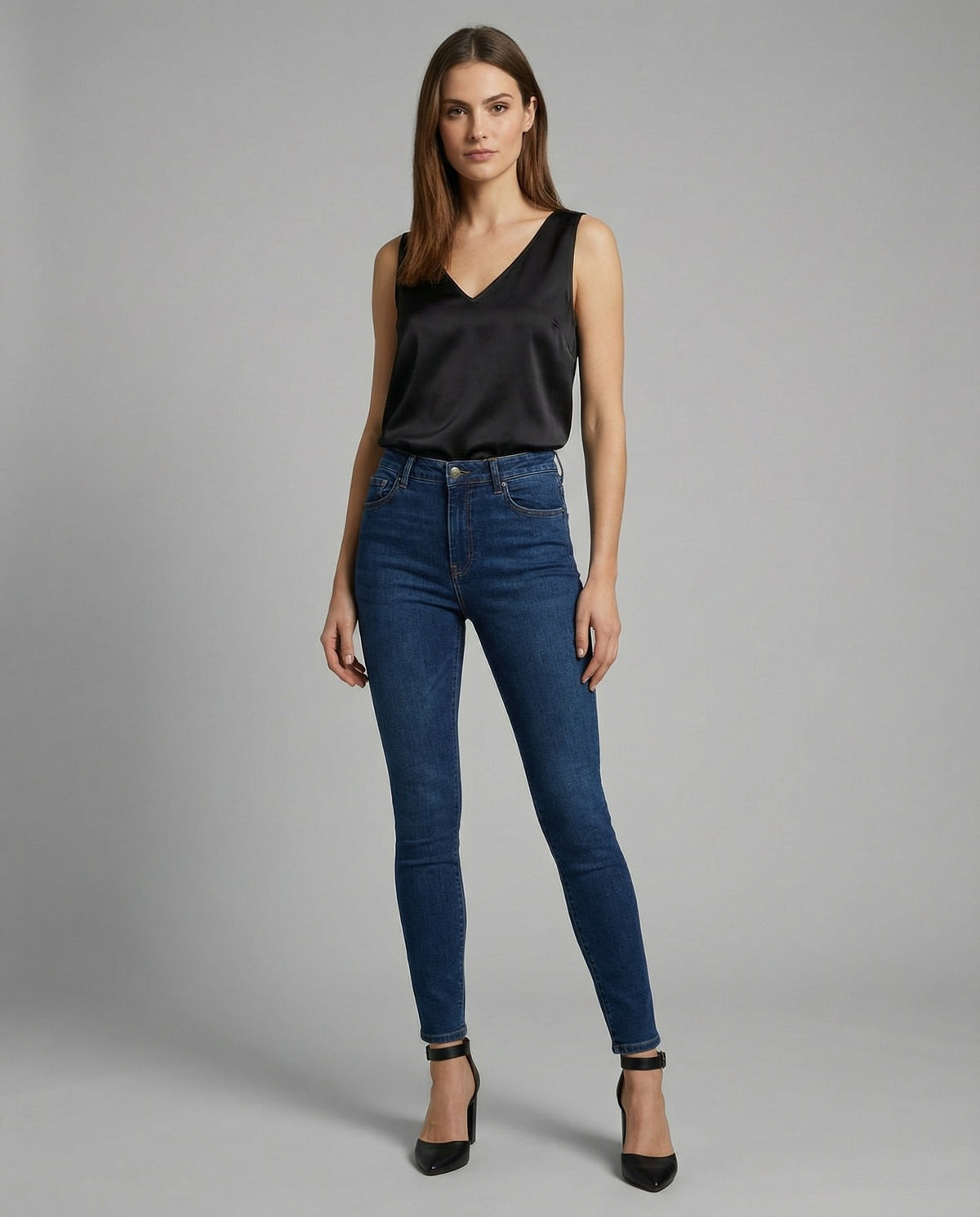Wide Strap Satin V-Neck Camisole