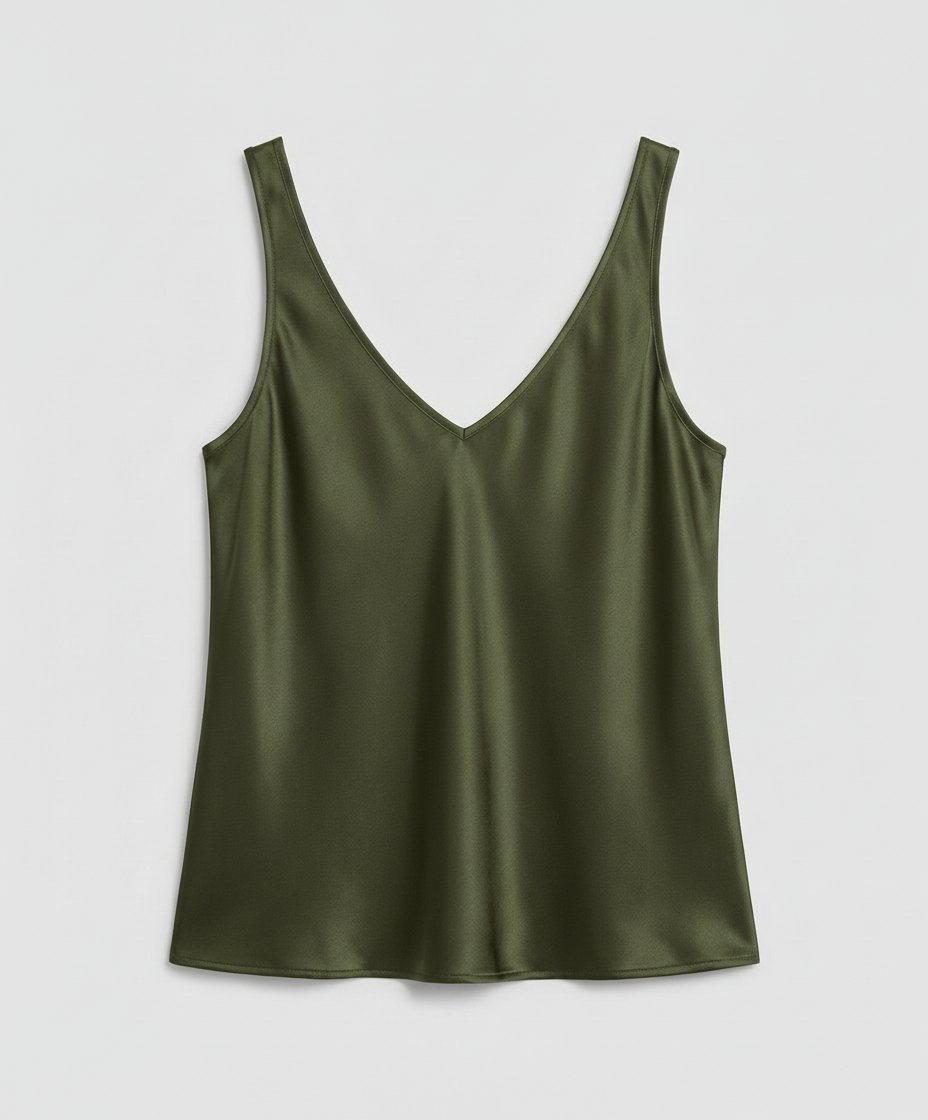 Wide Strap Satin V-Neck Camisole