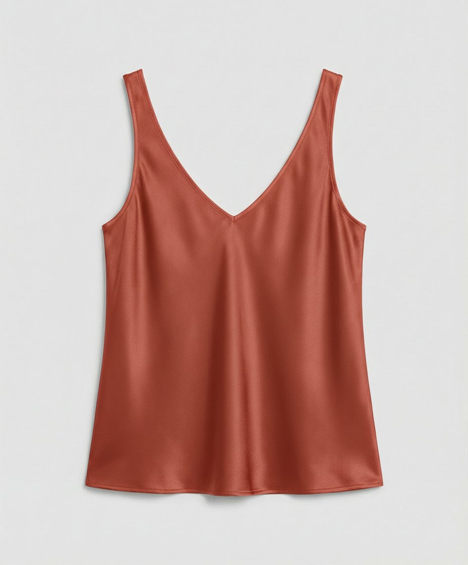Wide Strap Satin V-Neck Camisole