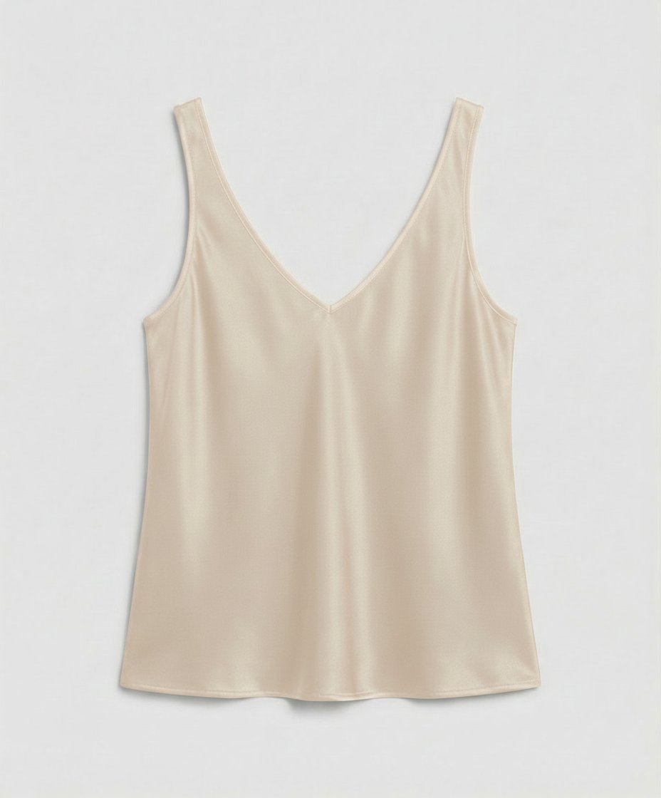 Wide Strap Satin V-Neck Camisole
