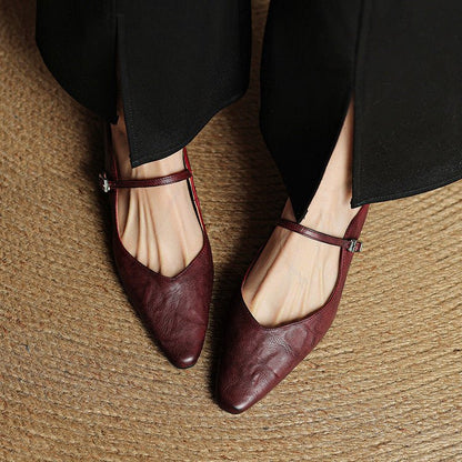 Pointed Toe Buckle Strap Backless Mules