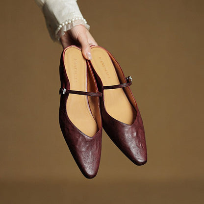 Pointed Toe Buckle Strap Backless Mules