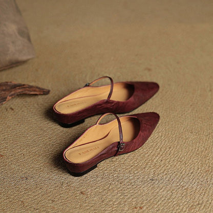 Pointed Toe Buckle Strap Backless Mules