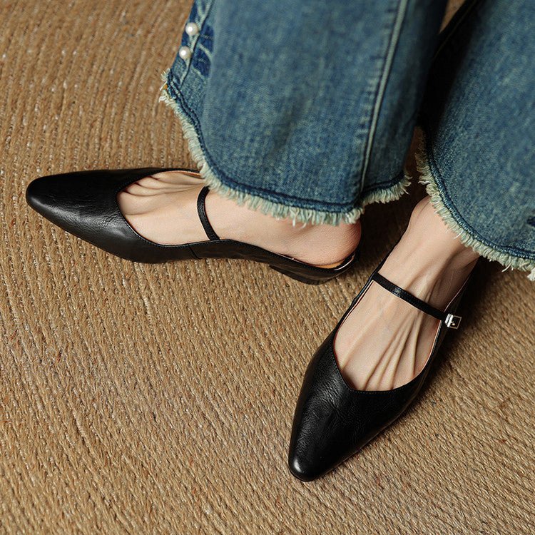 Pointed Toe Buckle Strap Backless Mules