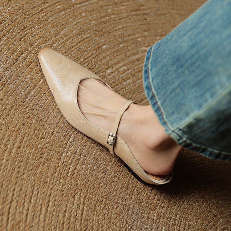 Pointed Toe Buckle Strap Backless Mules