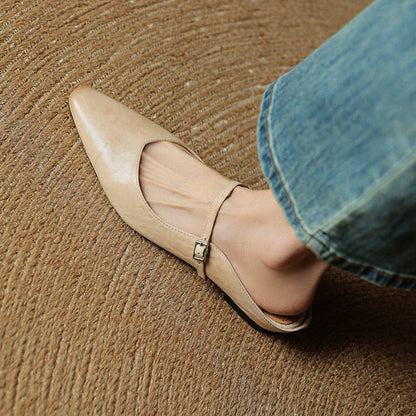 Pointed Toe Buckle Strap Backless Mules