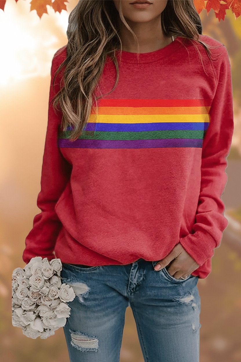 Retro Rainbow Stripe Relaxed Sweatshirt