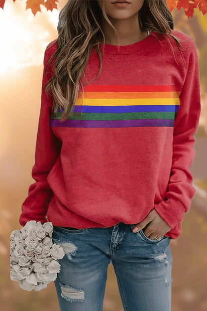 Retro Rainbow Stripe Relaxed Sweatshirt