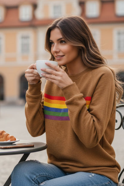 Retro Rainbow Stripe Relaxed Sweatshirt