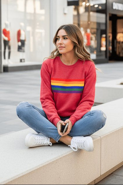 Retro Rainbow Stripe Relaxed Sweatshirt