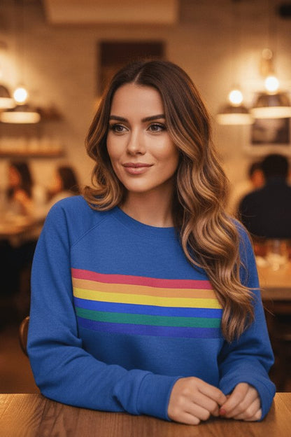 Retro Rainbow Stripe Relaxed Sweatshirt