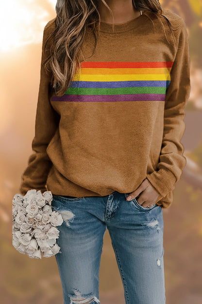 Retro Rainbow Stripe Relaxed Sweatshirt