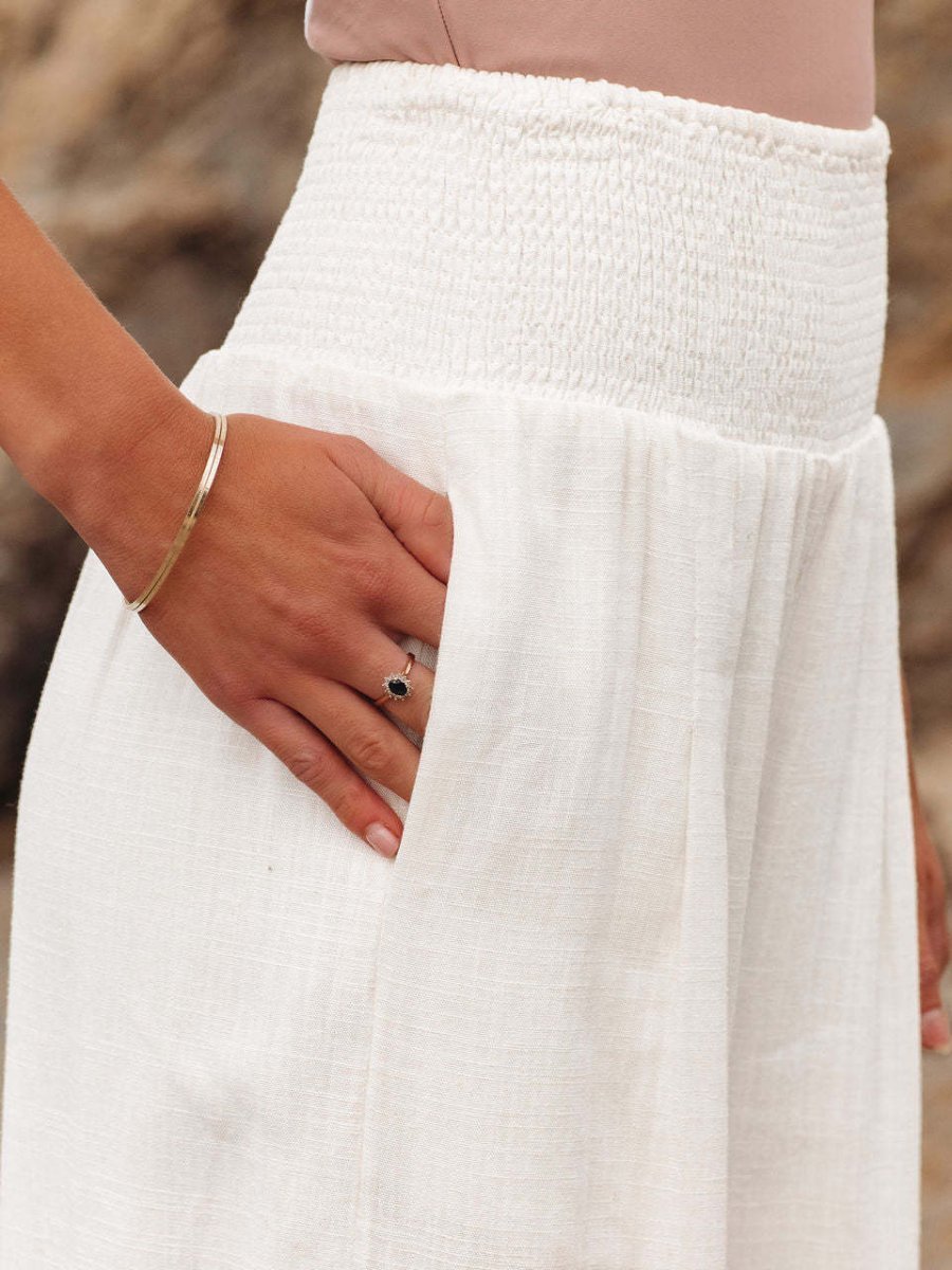 Women's High-Rise Wide-Leg Linen-Blend Trousers