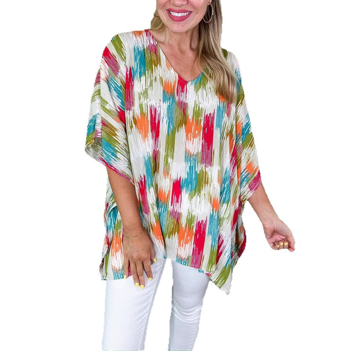 Abstract Brushstroke V-Neck Relaxed Tunic