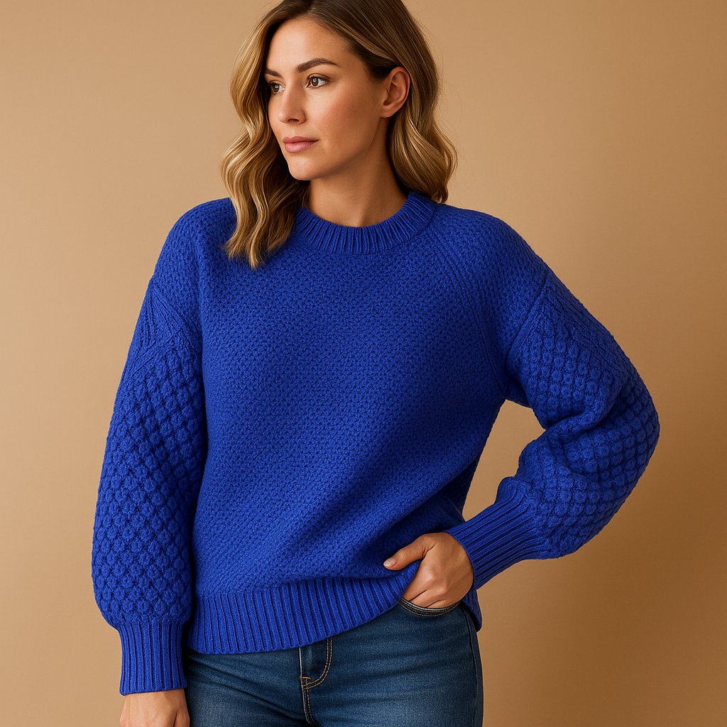 Cable Sleeve Crew Neck Knit Jumper