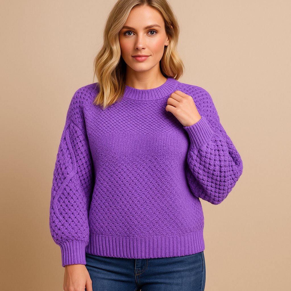 Cable Sleeve Crew Neck Knit Jumper