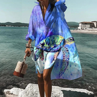 Women's Casual Button-Up Shirt Dress