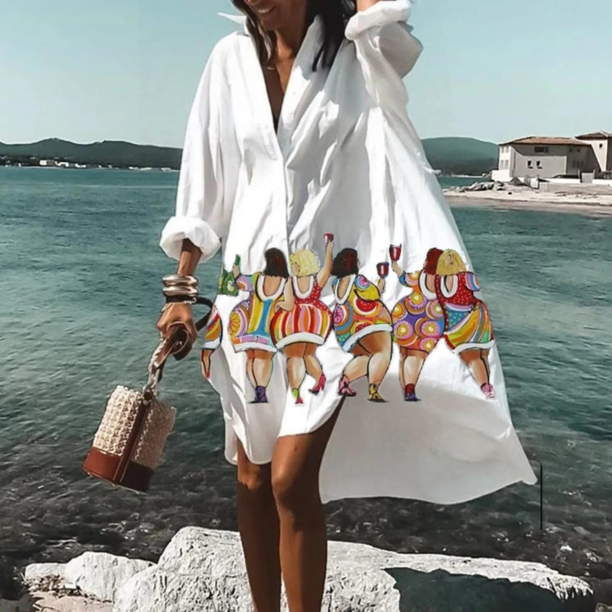 Women's Casual Button-Up Shirt Dress