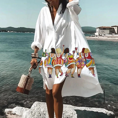 Women's Casual Button-Up Shirt Dress