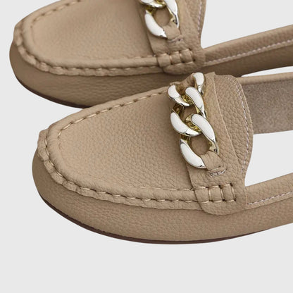 Chain Accent Leather-Look Loafers