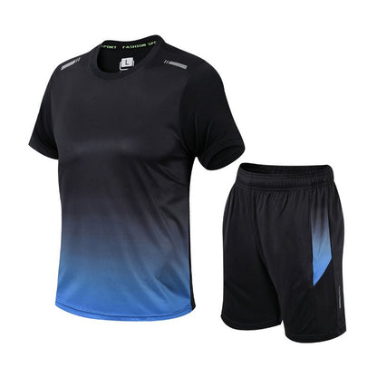 Men's Gradient Moisture-Wicking T-Shirt and Shorts Activewear Set