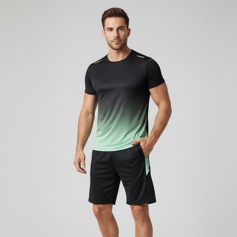 Men's Gradient Moisture-Wicking T-Shirt and Shorts Activewear Set