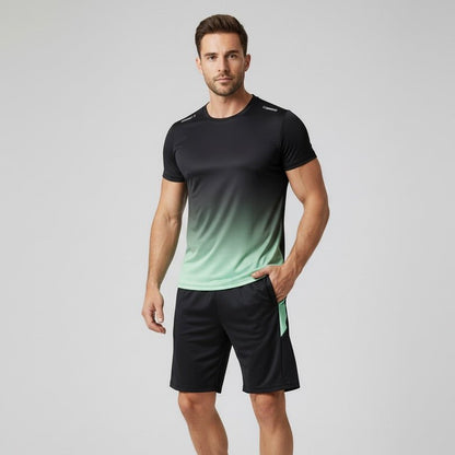 Men's Gradient Moisture-Wicking T-Shirt and Shorts Activewear Set